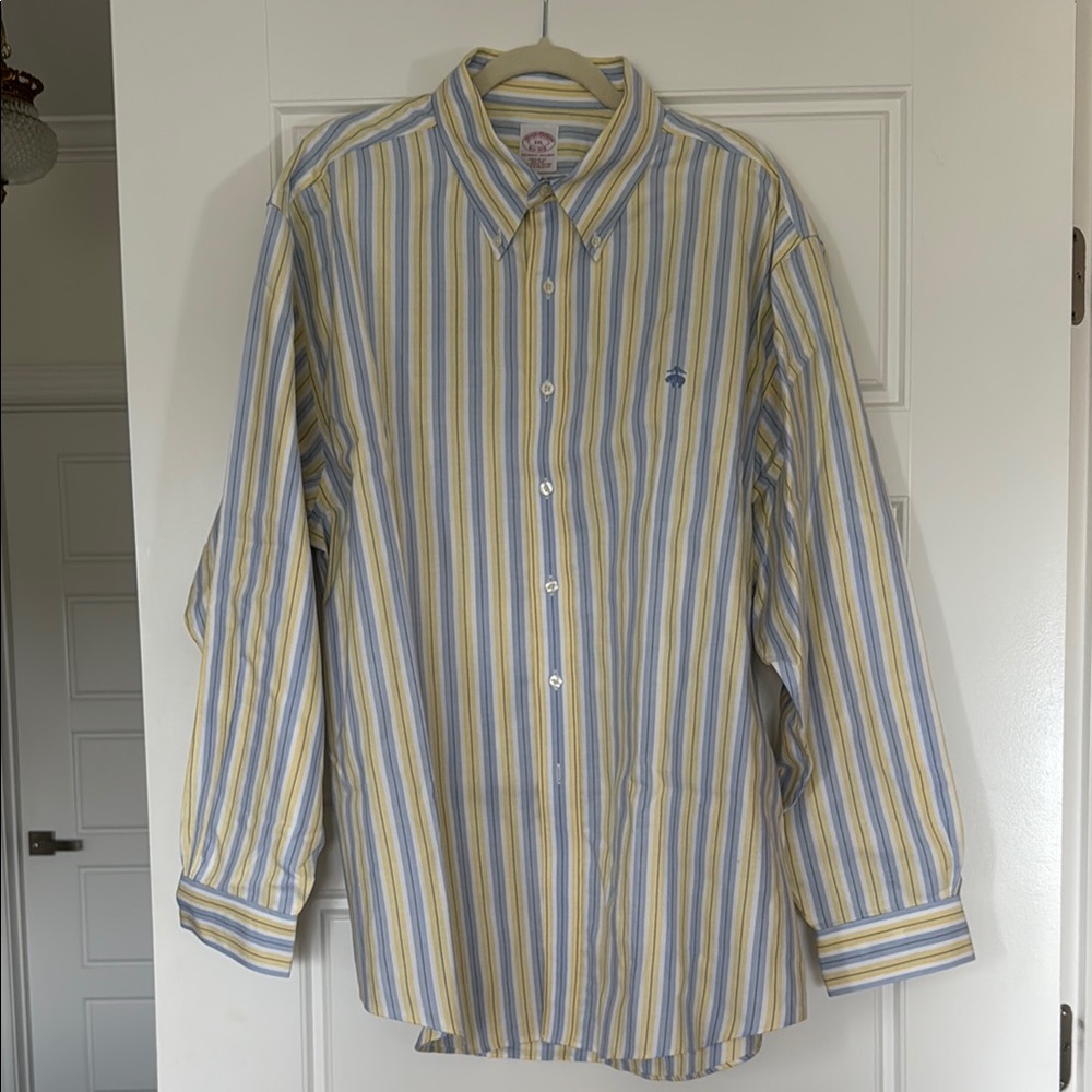Brooks Brothers Blue and Yellow Striped Shirt